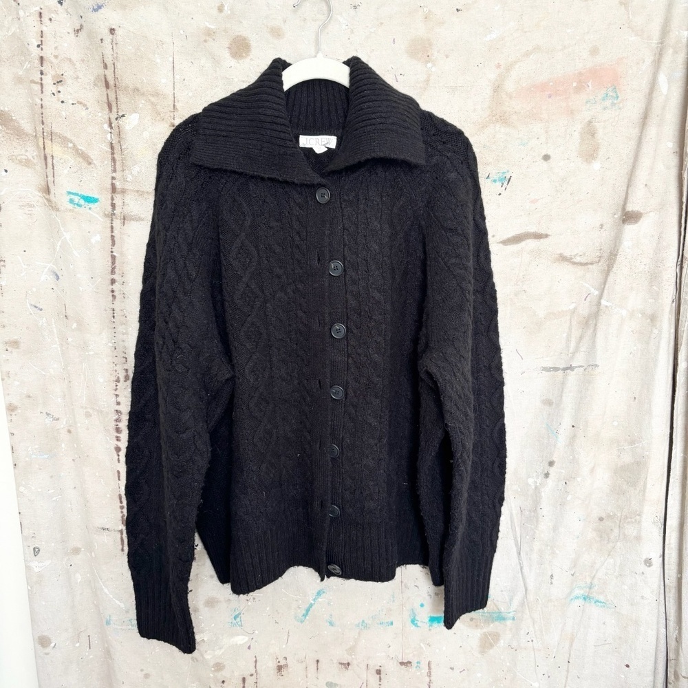 J Crew Collared Cable-Knit Cardigan - Picture 2 of 5
